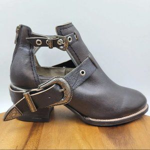 Freebird by Steven Carsen Women’s 10 Brown Leather Western Heel Ankle Boots